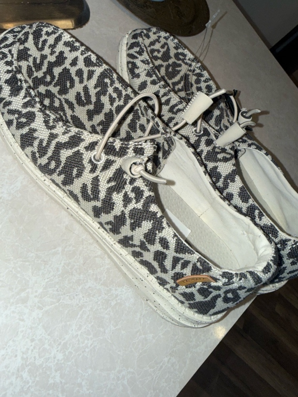 Hey Dude Women’s Leopard Print Slip-On Flats - Black & White